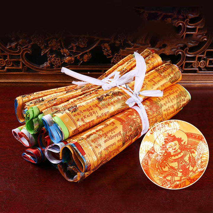 Tibetan 5 Colors Windhorse Blessing Longevity Sutra Outdoor 20 Pcs Prayer Flag Decoration