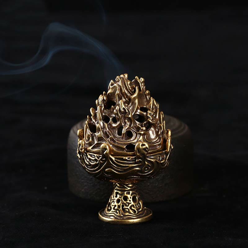 Tibetan Mini Mountain Pattern Meditation Copper Alloy Incense Burner