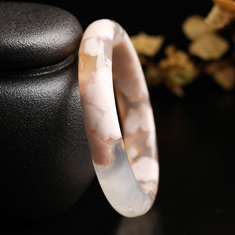 Natural Sakura Agate Peace Bracelet Bangle