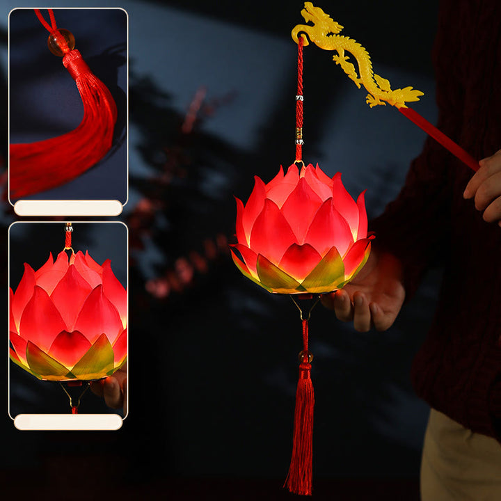 DIY Lotus Flower Dragon Lantern Tassel Lamp Decoration