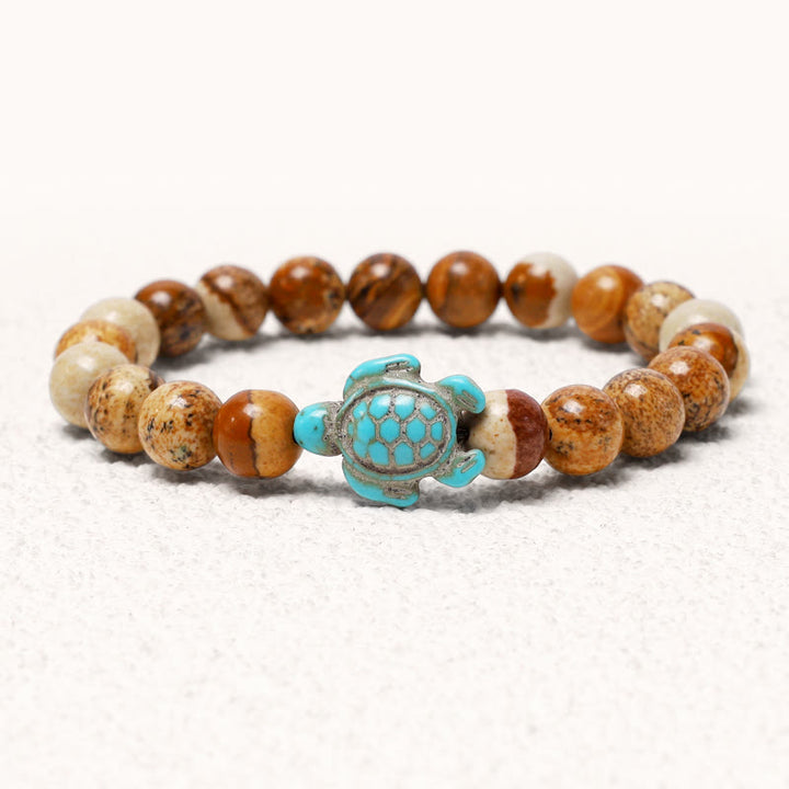 Buddha Stones Natural Stone Sea Turtle Turquoise Blessing Bracelet