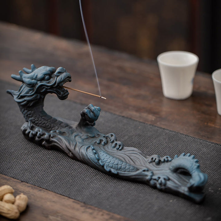 Dragon Protection Ceramic Stick Incense Burner Decoration