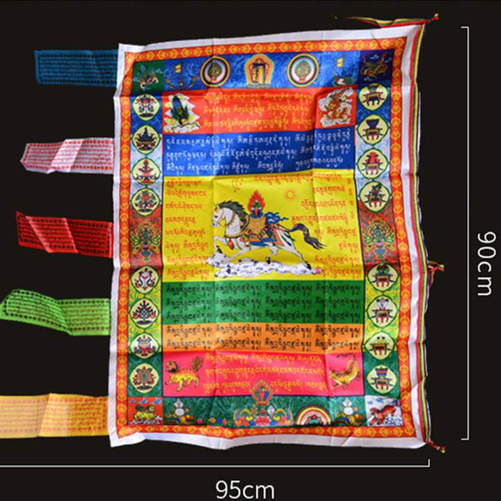 Buddha Stones Tibetan Colorful Windhorse Protection Outdoor Prayer Flag Decoration