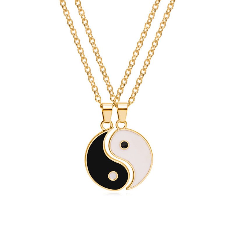 Buddha Stones Yin Yang Hematite Pendant Couple Necklace