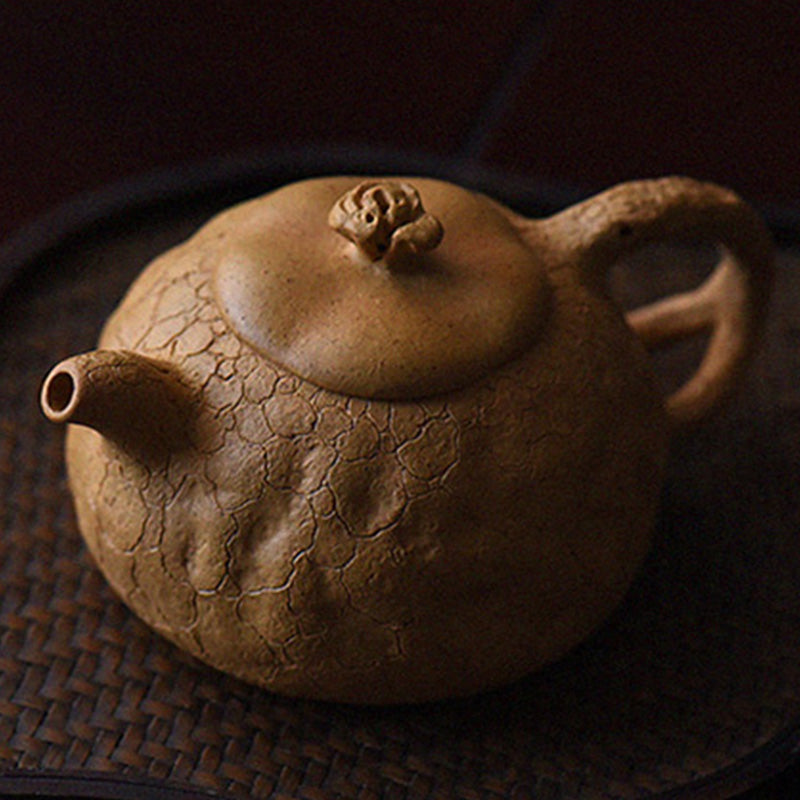 Buddha Stones Handmade Vintage Tree Texture Purple Clay Kung Fu Teapot