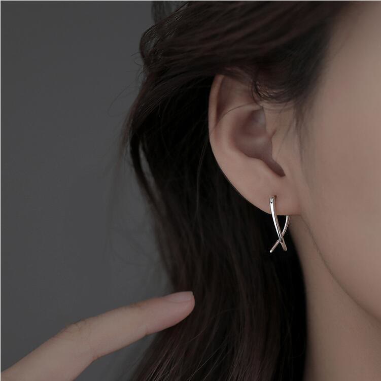 Geometric Cross Design Luck Hoop Earrings