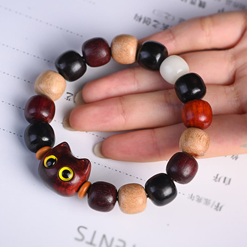 FREE Today: Release Mood Red Sandalwood Ebony Wood Cute Cat Calm Bracelet