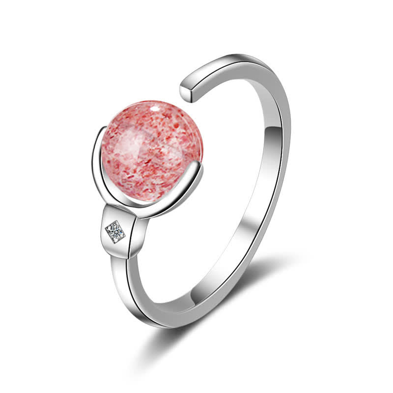 Buddha Stones Pink Crystal Soothing Rotation Ring