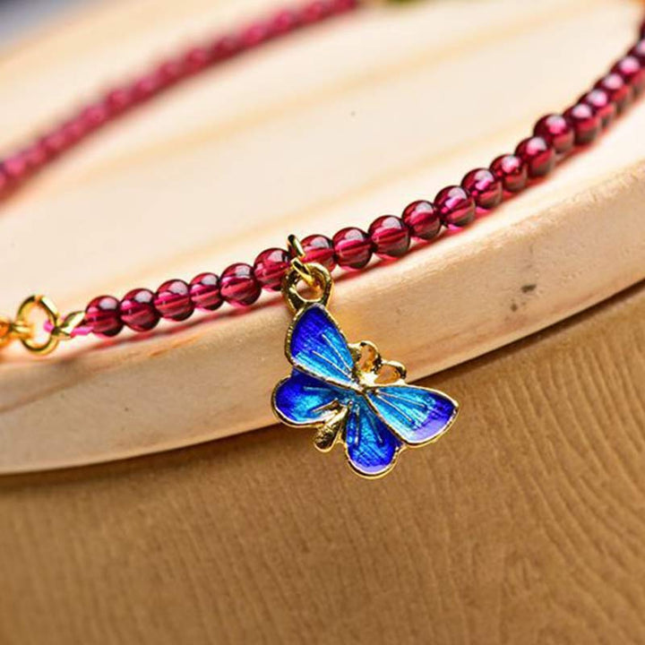 Garnet Tourmaline Butterfly Protection Bracelet Anklet