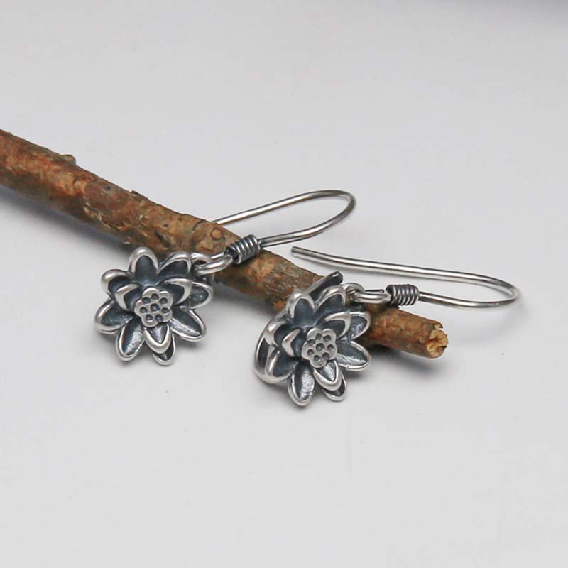 925 Sterling Silver Lotus Flower Enlightenment Earrings