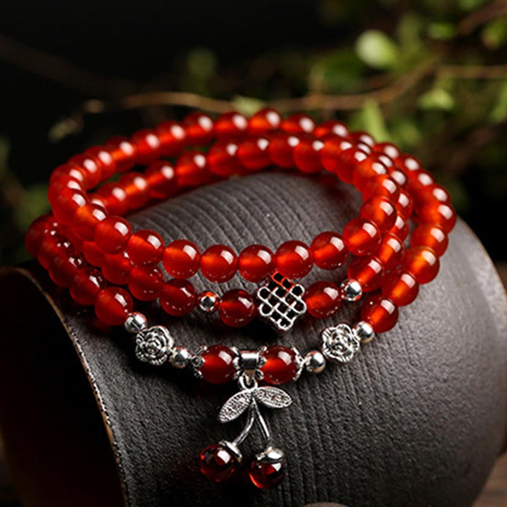 Natural Red Agate Bead Blessing Bracelet Necklace