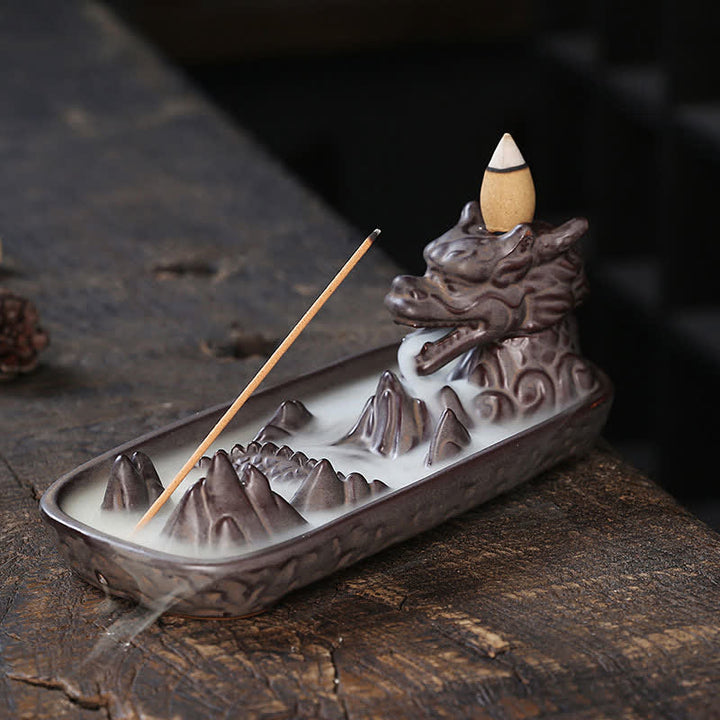 Dragon Mountain Strength Ceramic Incense Burner Decoration