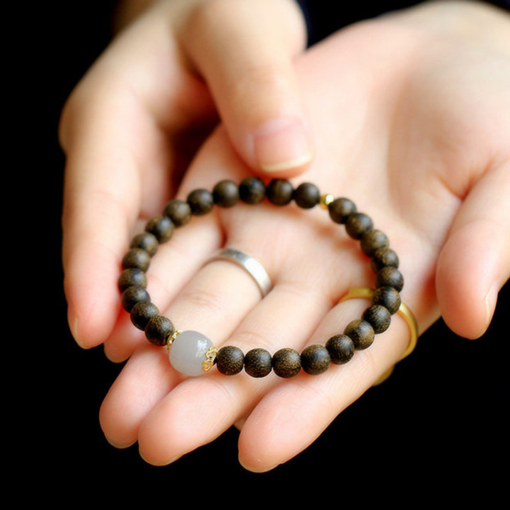 Buddha Stones Agarwood Jade Strength Calm Bracelet