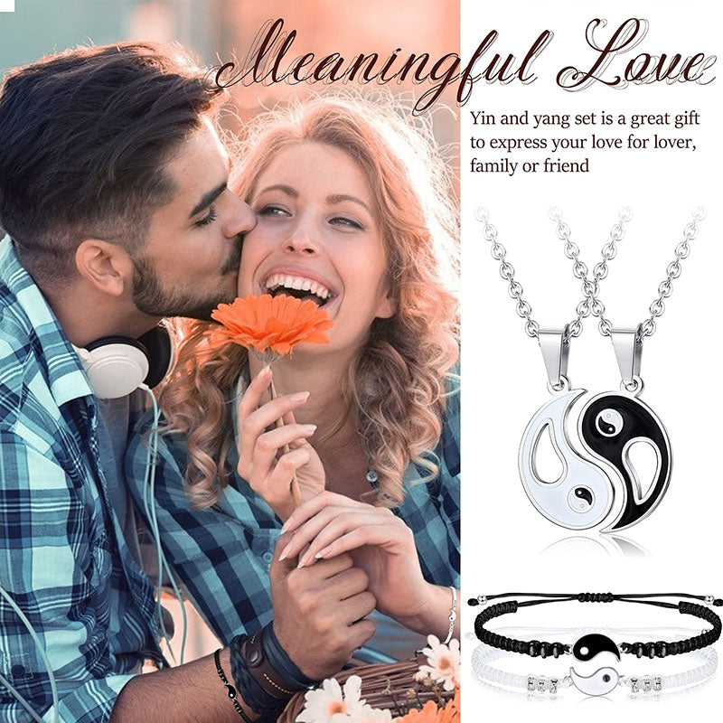 FREE Today: Everlasting Friendship Love Couple Yin Yang Necklace Bracelets Set