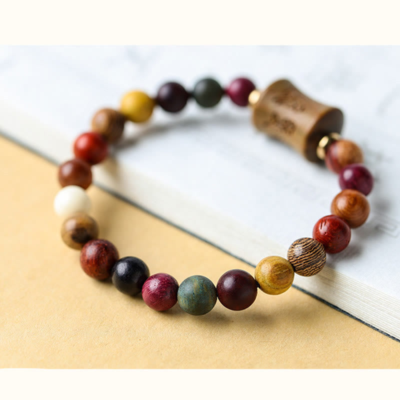 Tibet Multicolored Sandalwood Om Mani Padme Hum Protection Bracelet