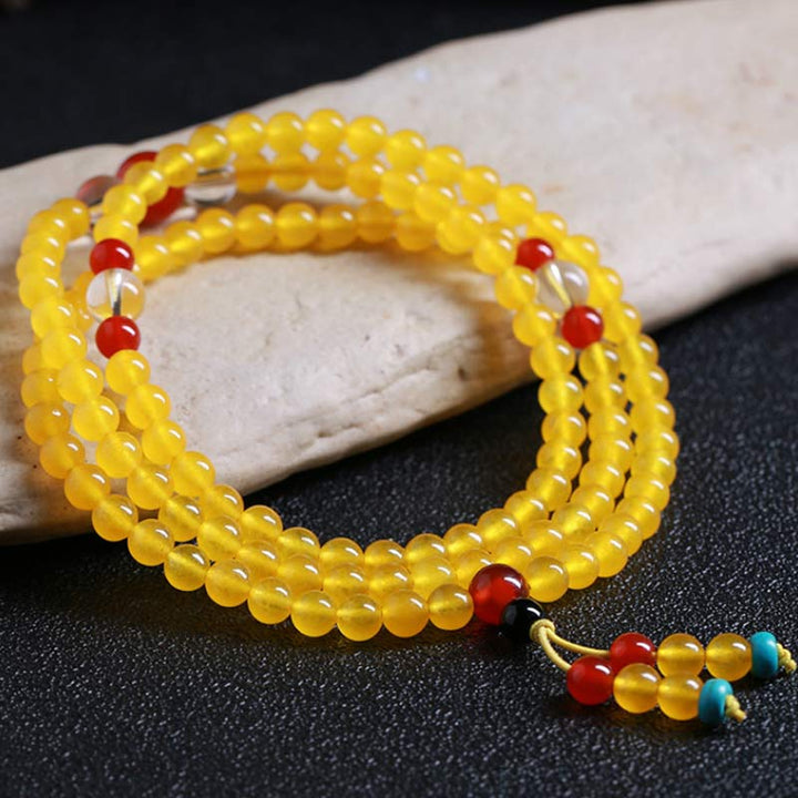 108 Mala Beads Yellow Chalcedony Harmony Bracelet