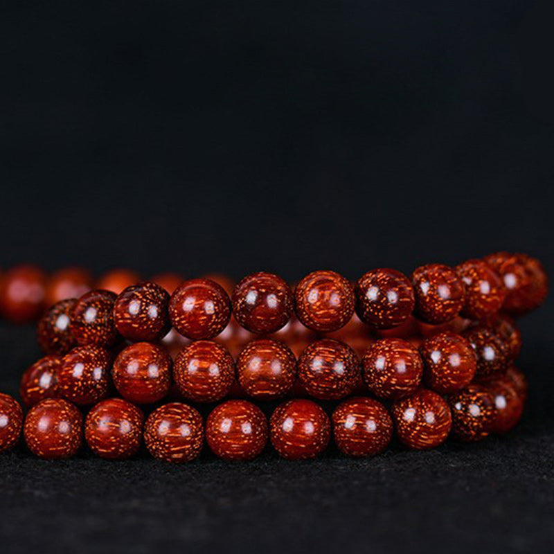 Buddha Stones Tibetan Small Leaf Red Sandalwood Balance Bracelet