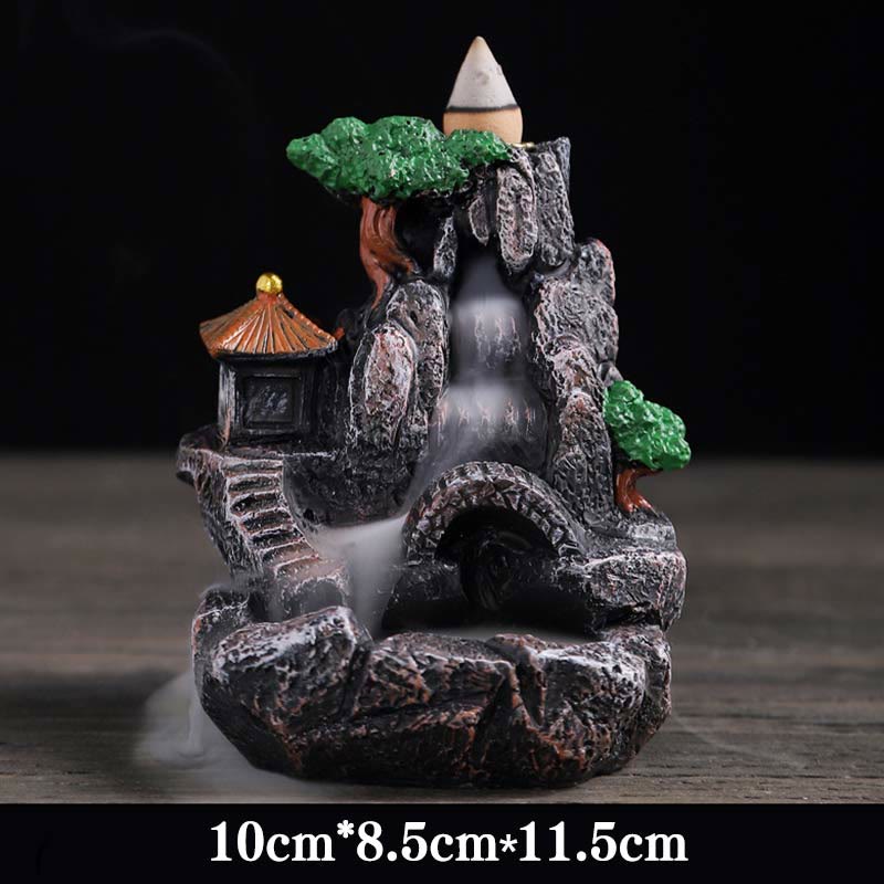 Mountain Bridges Pattern Meditation Resin Backflow Incense Burner