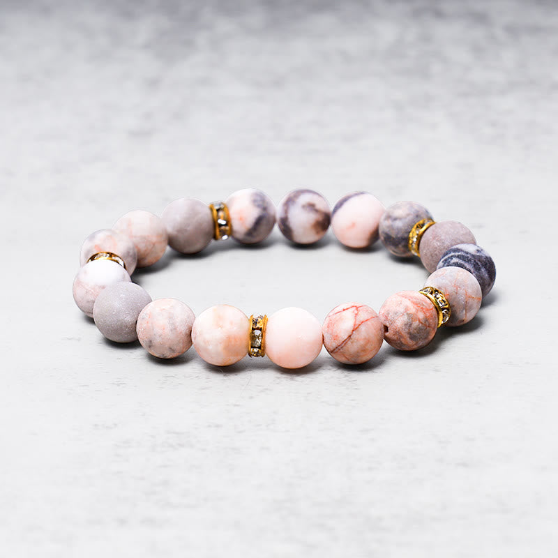 Buddha Stones Anxiety Stress Healing Crystal Zebra Jasper Bead Bracelet