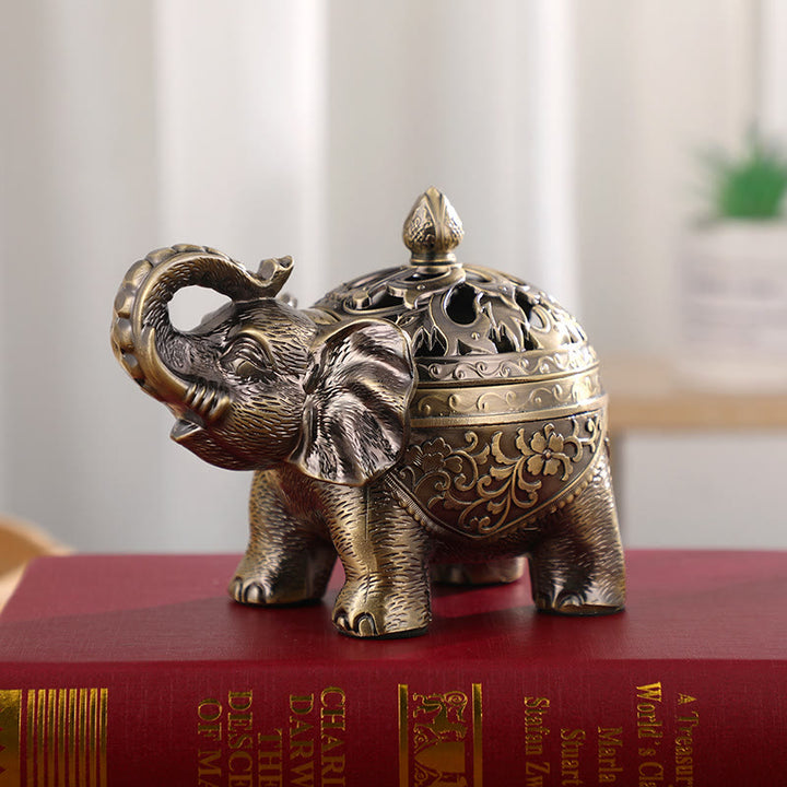 Buddha Stones Elephant Alloy Incense Holder Home Decoration Incense Burner