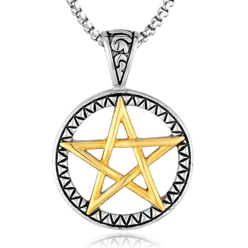 Pentagram Titanium Steel Balance Necklace Pendant