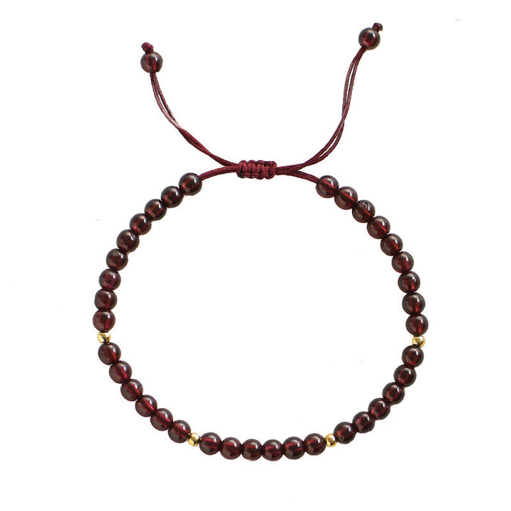 Buddha Stones Natural Garnet Golden Beads Stability Bracelet