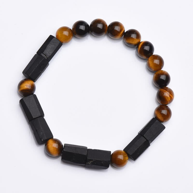 Buddha Stones Natural Black Tourmaline Tiger Eye Positive Bracelet