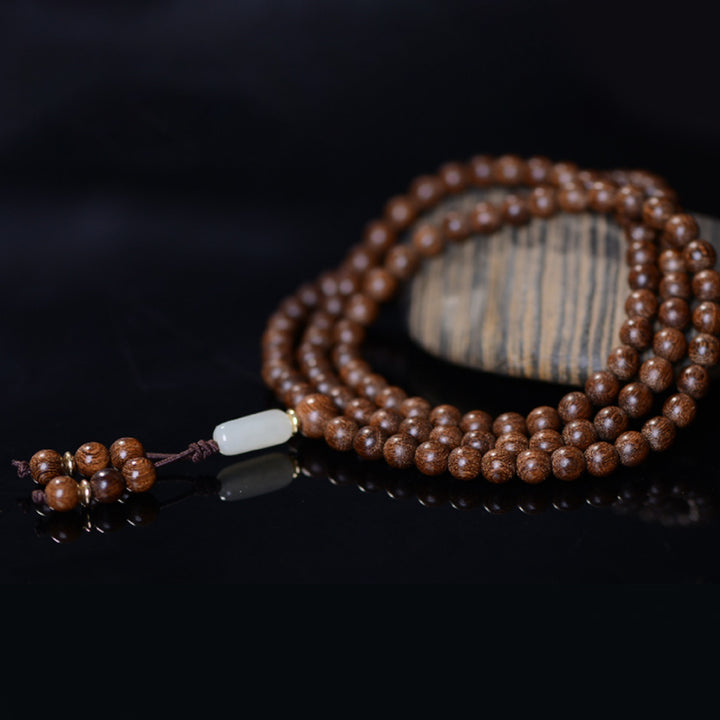 Buddha Stones 108 Mala Beads Rosewood Jade Calm Bracelet