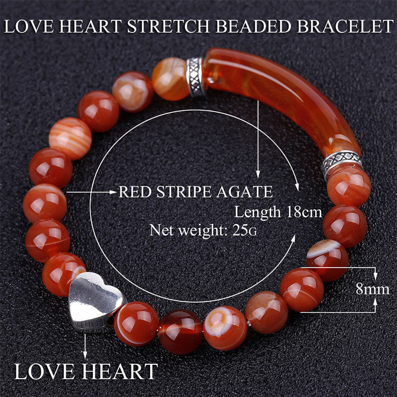 Natural Crystal Beads Unisex Heart Bracelet (Extra 30% Off | USE CODE: FS30)