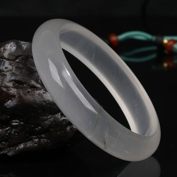 Natural Translucent Golden Silk Jade Wealth Luck Bracelet Bangle