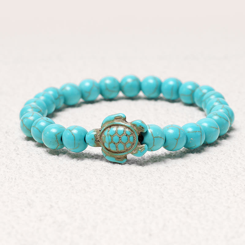 Buddha Stones Natural Stone Sea Turtle Turquoise Blessing Bracelet