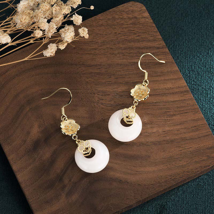 FengShui White Jade Blessing Drop Earrings (Extra 35% Off | USE CODE: FS35)