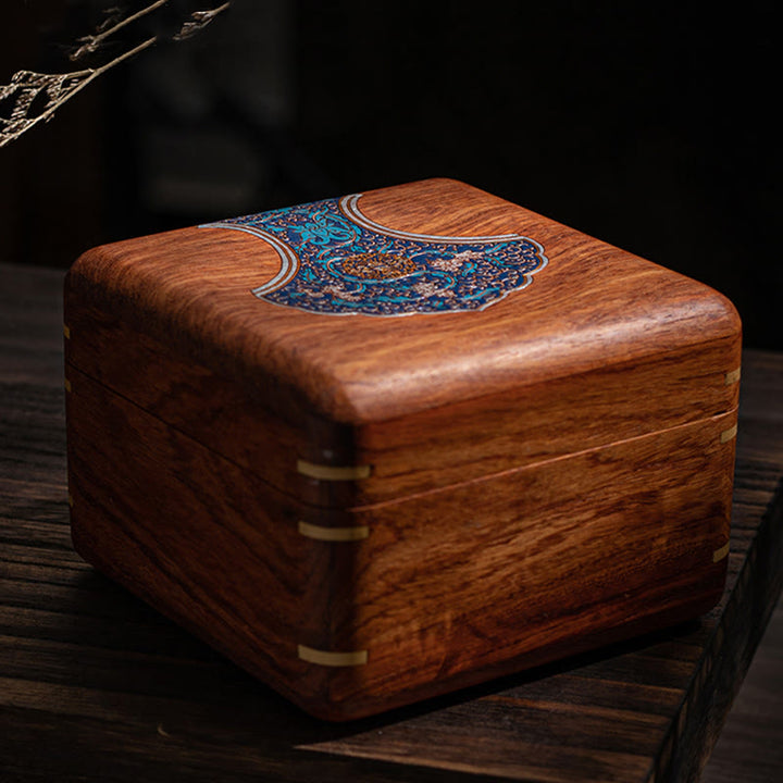 Antique Flower Leaf Handmade Rosewood Jewelry Storage Box Wooden Gift Organizer Box