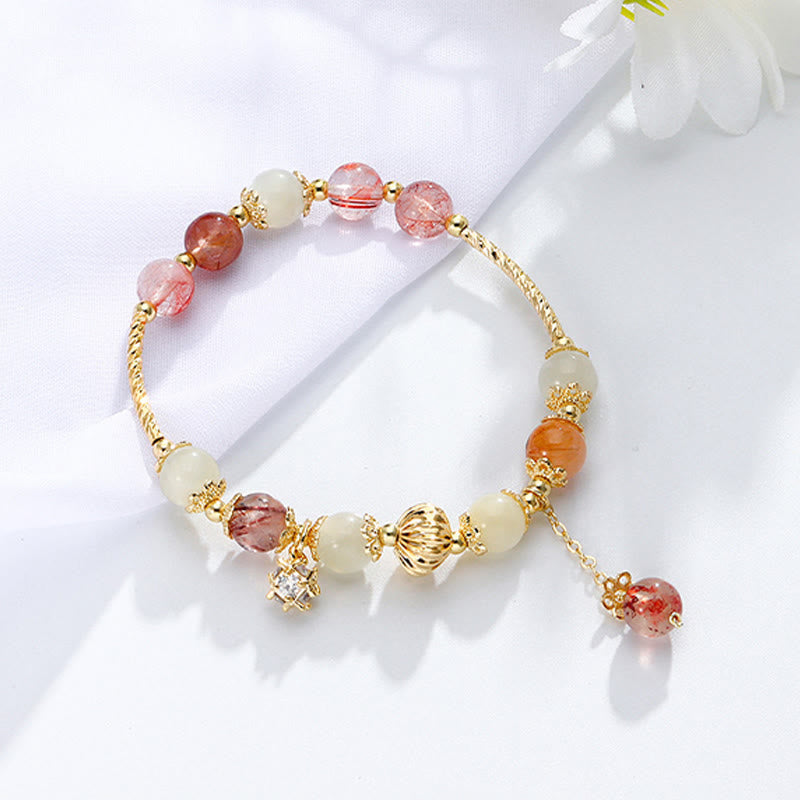 Colorful Rutilated Quartz Cat Eye Zircon Auspiciousness Bead Bracelet