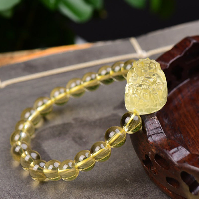 Buddha Stones FengShui Citrine PiXiu Wealth Bracelet