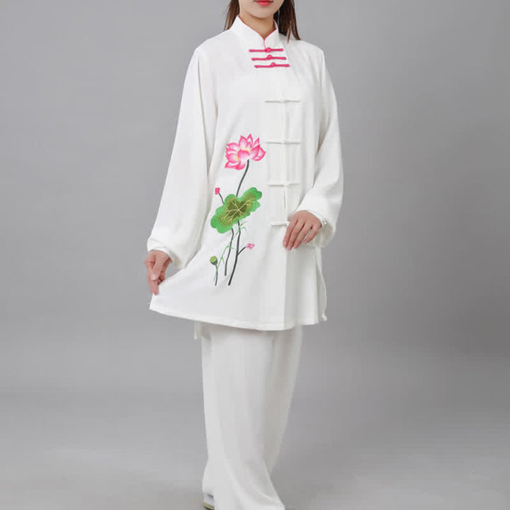 Lotus Flower Leaf Pattern Tai Chi Meditation Prayer Spiritual Zen Practice Clothing Women's Set