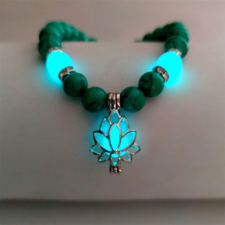 FREE Today: Positive Thinking Tibetan Turquoise Glowstone Luminous Bead Lotus Protection Bracelet