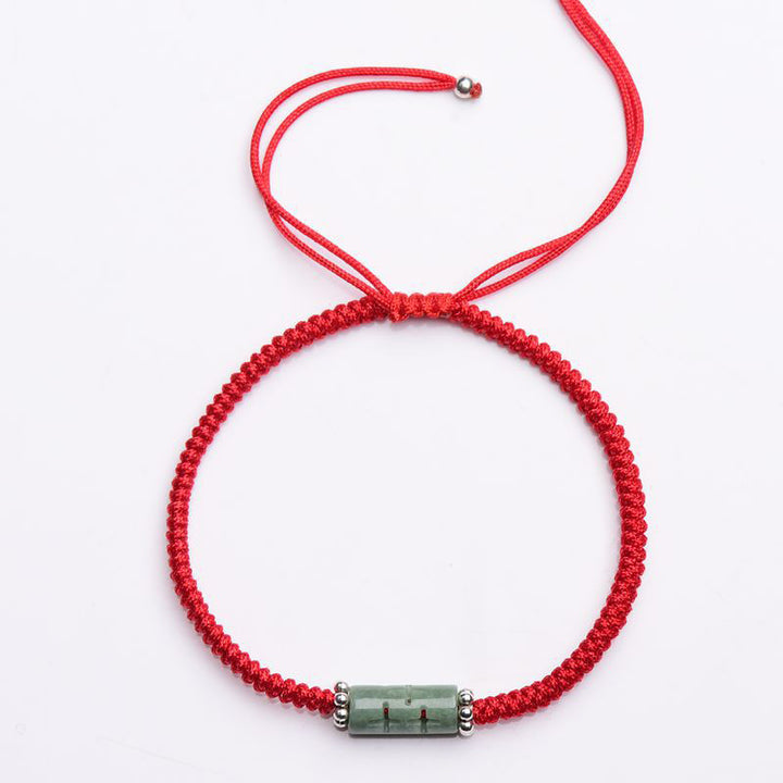 Buddha Stones Natural Jade Companion Lucky Red String Bracelet