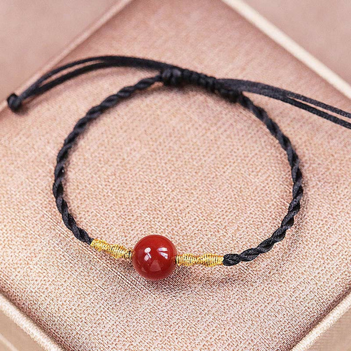 Buddha Stones Natural Red Agate Chalcedony Self-acceptance Confidence String Bead Bracelet Necklace Pendant