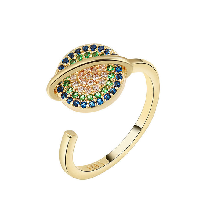 Colorful Zircon Copper Wealth Rotatable Ring