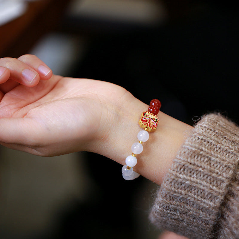 Buddha Stones Red Agate White Agate Strength Healing Bracelet