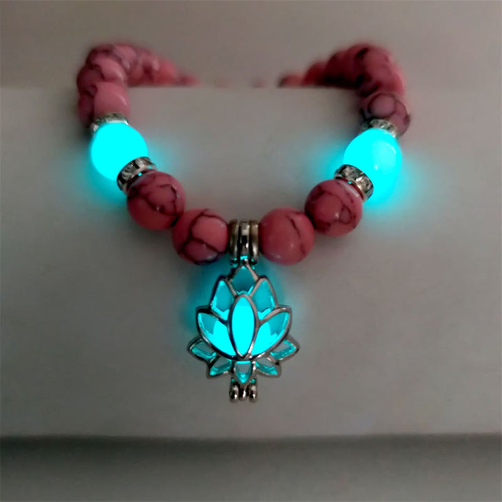 FREE Today: Positive Thinking Tibetan Turquoise Glowstone Luminous Bead Lotus Protection Bracelet