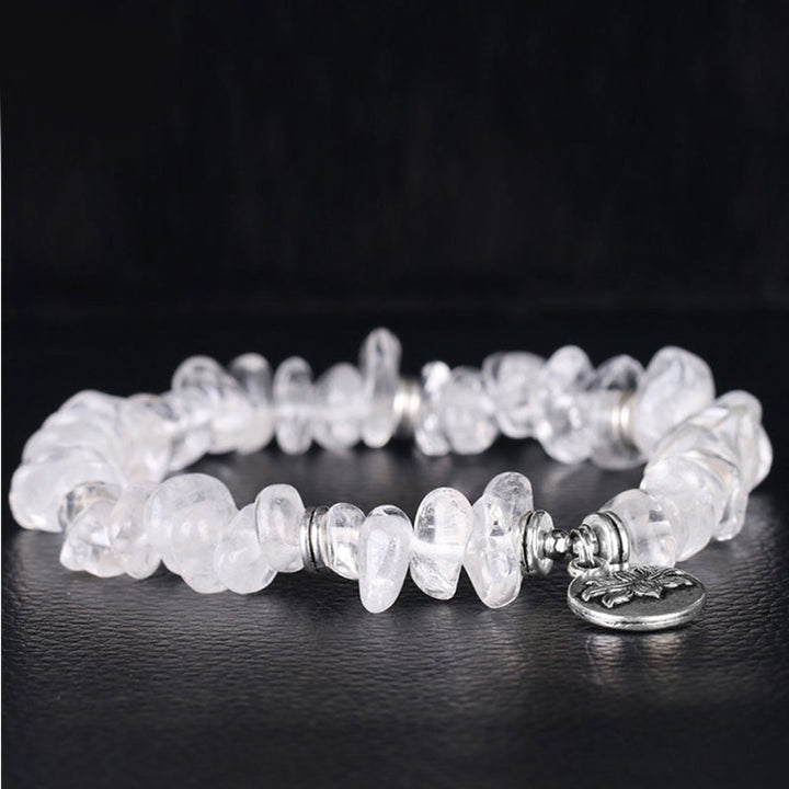 Buddha Stones Natural White Crystal Lotus Healing Bracelet