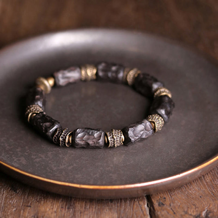 Tibetan Ebony Wood Copper Calm Peace Bracelet