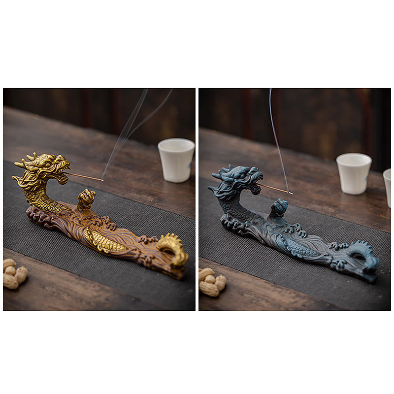 Dragon Protection Ceramic Stick Incense Burner Decoration