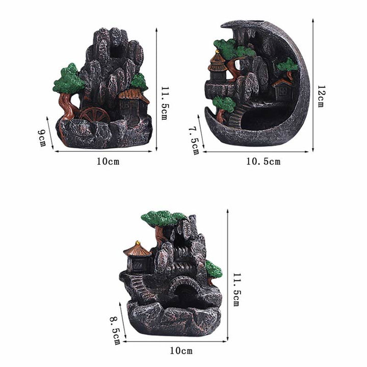 Mountain Bridges Pattern Meditation Resin Backflow Incense Burner