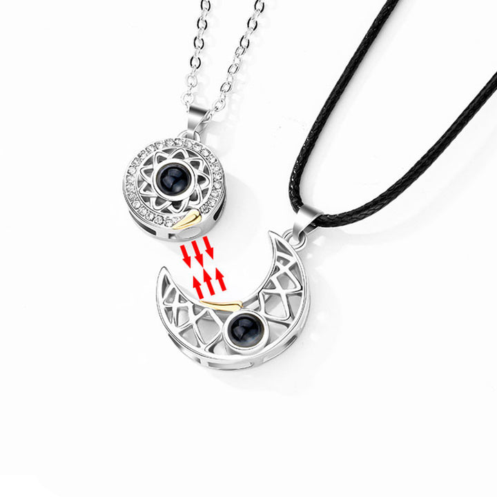 Buddha Stones Magnetic Sun Moon Couple Heart Protection Necklace Pendant