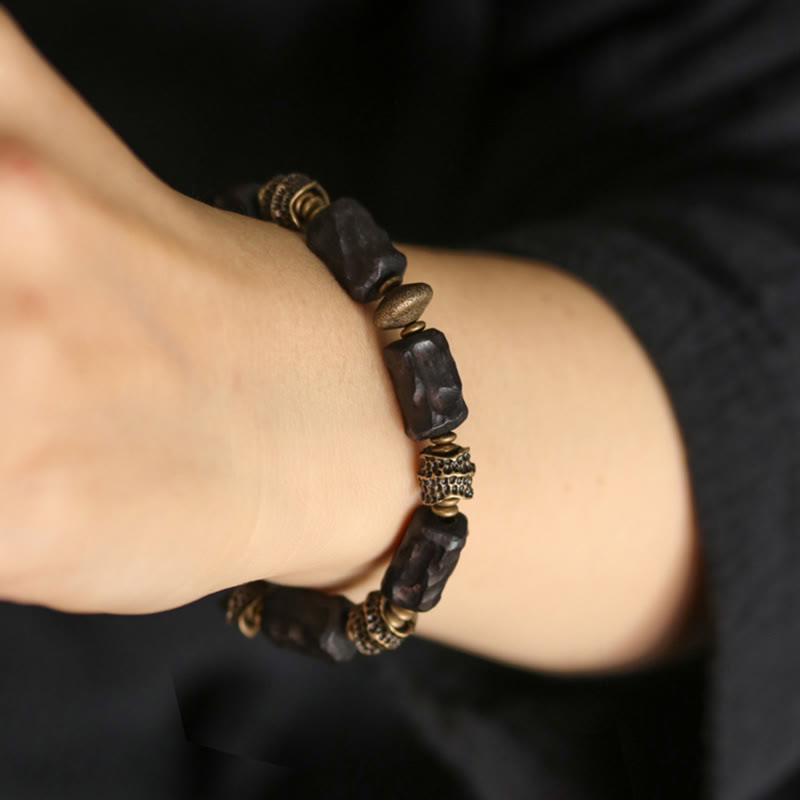 Tibetan Ebony Wood Copper Calm Peace Bracelet