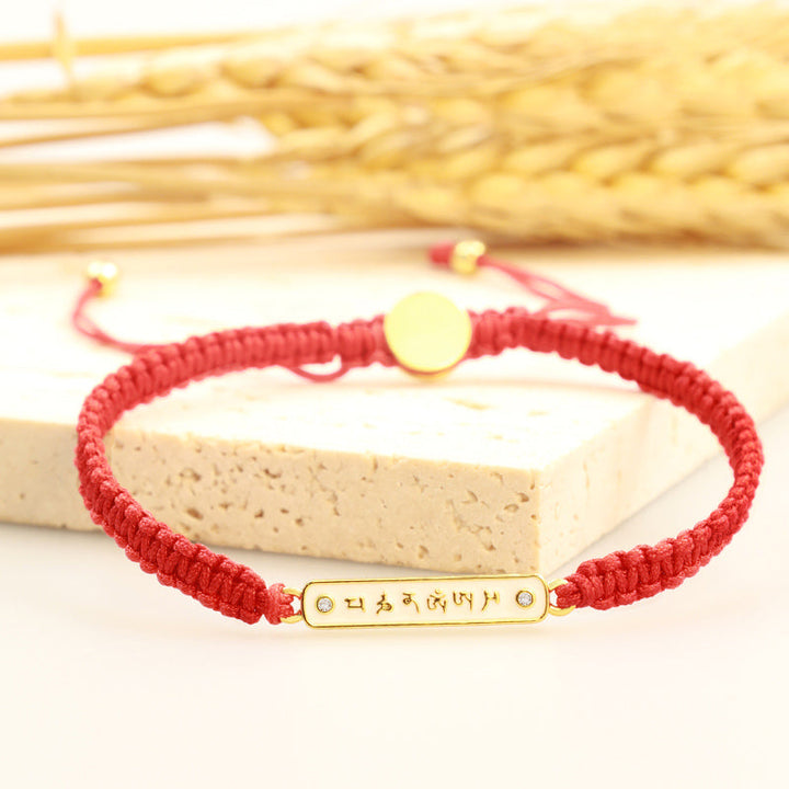 Tibetan Handmade Om Mani Padme Hum Peace Red String Bracelet (Extra 30% Off | USE CODE: FS30)