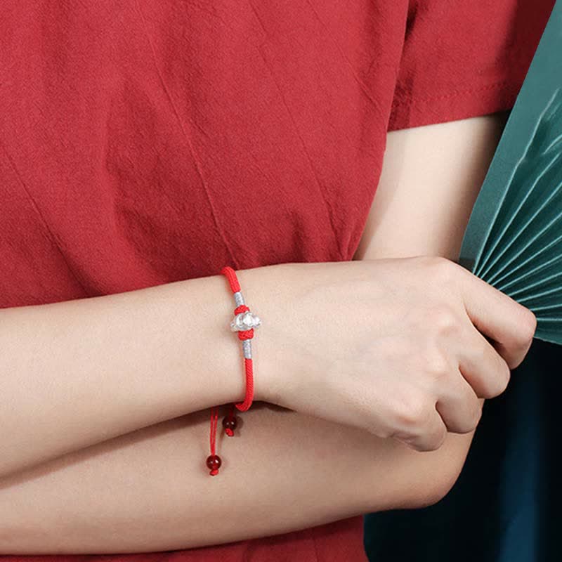 Buddha Stones 999 Sterling Silver Chinese Zodiac Luck Strength Red String Bracelet